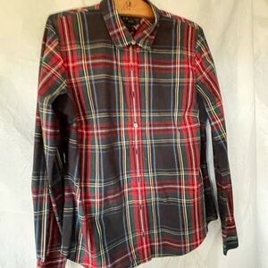 J. Crew navy Tartan Plaid classic Button Down Shirt size S